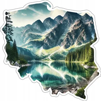 Samolepicí dekorace na vozidlo NÁLEPKA na auto POLSKO Krajina Jezero Hory Morskie Oko 14x14 cm