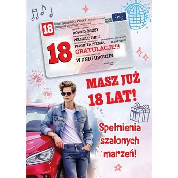 Obraz PŘÁNÍ K 18. NAROZENINÁM OSMNÁCTINY S OBČANKOU VTIPNÉ 12 x 17 cm