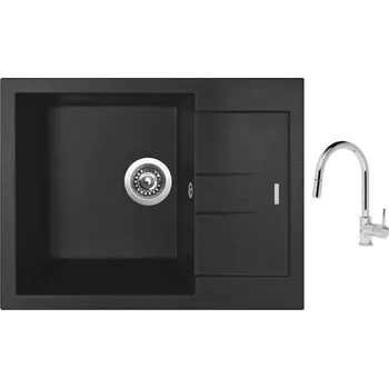 Granitový dřez Set Sinks AMANDA 650 Metalblack + baterie Sinks MIX 35 P chrom