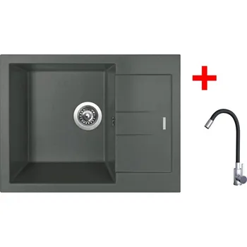 Granitový dřez Sinks AMANDA 650 Titanium + Elasta nerez/černá