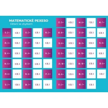 Desková hra Pexeso: Matematika - Dělení se zbytkem