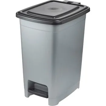 Odpadkový koš Koš odp.40l OLAF, stříbr., pedál,úzký 32x42x53cm, plast