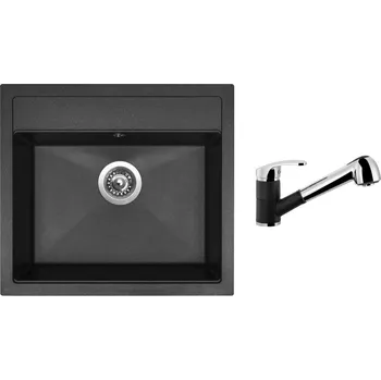 Kuchyňský dřez Set Sinks SOLO 560 Granblack + baterie Sinks LEGENDA S Granblack