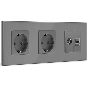 Elektrická zásuvka Internetová zásuvka nástěnná BSEED šedá