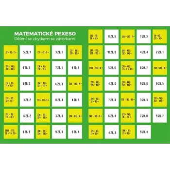Desková hra Pexeso: Matematika - Dělení se zbytkem se závorkami