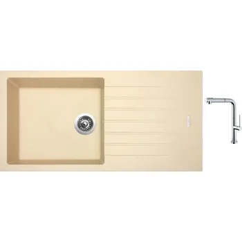 Granitový dřez Set Sinks PERFECTO 1000 Sahara + baterie Sinks SLIM S2 kartáčovaná