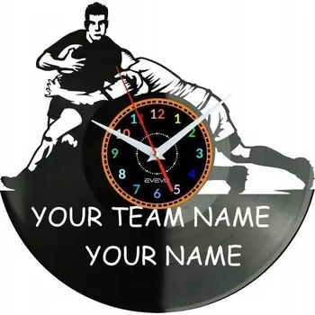 Hodiny Ragby Tvé Jméno Tvůj Název Nástěnné Hodiny Vinylová Deska Moderní Dekorace