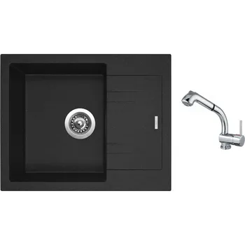 Granitový dřez Set Sinks LINEA 600 N Granblack + baterie Sinks MIX 3 S Chrom