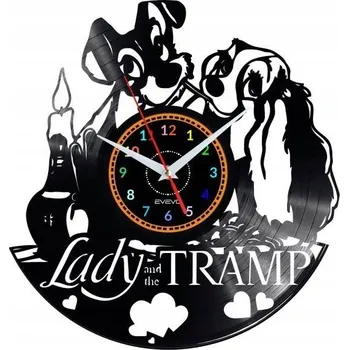 Hodiny DÁMA A TRAMP ZAMILOVANÝ KUNDEL nástěnné hodiny z vinylové desky DÁREK UP