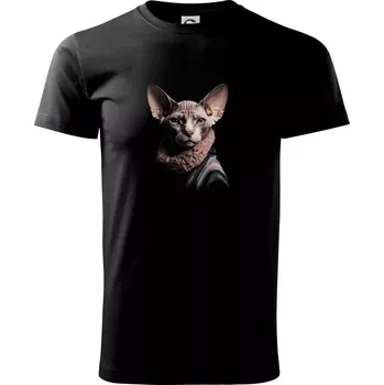 Pánské tričko Kočka sphynx s límcem - Triko extra velké (5-8XL) - 7XL ( Černá )