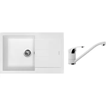 Granitový dřez Set Sinks AMANDA 780 Milk + baterie Sinks Pronto Milk