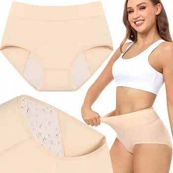 Dámské spodní prádlo MENSTRUAČNÍ KALHOTKY Bavlněné Dámské s Vysokým Pasem Nepropustné S