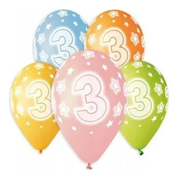 Balónek Balónky Gemar s číslem 3, 33 cm 5 kusů