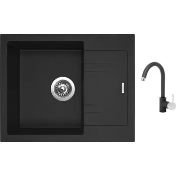 Granitový dřez Set Sinks LINEA 600 N Granblack + baterie Sinks MIX 35 Granblack