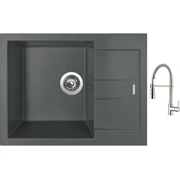 Granitový dřez Set Sinks AMANDA 650 Titanium + baterie Sinks MIX 35 PROF S chrom