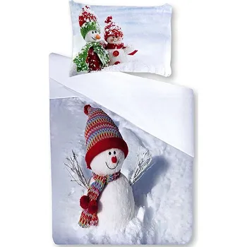 Povlečení Gipetex 3D Bavlněné povlečení Sněhulák 140 × 220 / 70 × 90 cm