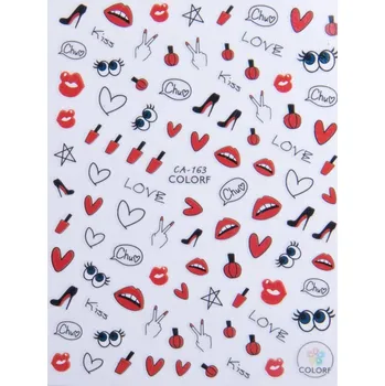 Samolepky na Zdobení Nehtů Samolepicí Tenké Valentýnské CA-163