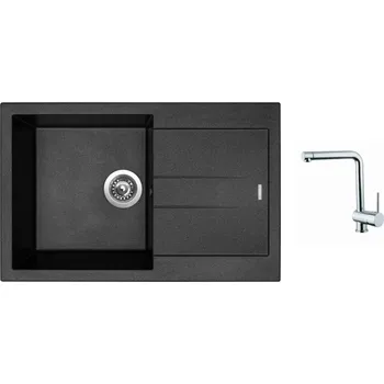 Granitový dřez Set Sinks AMANDA 780 Metalblack + baterie Sinks MIX 3 chrom