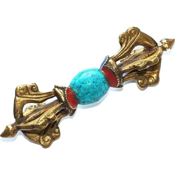 DORDŽE, kov a kámen /3. (čtyř paprskové) střed tyrkys