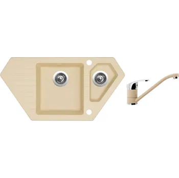 Granitový dřez Set Sinks BRAVO 850.1 Sahara + baterie Sinks PRONTO Sahara