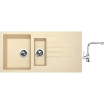 Granitový dřez Set Sinks PERFECTO 1000.1 Sahara + baterie Sinks ENIGMA S chrom