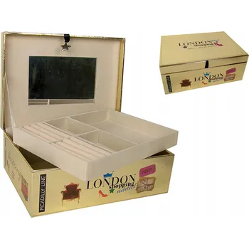 Šperkovnice Šperkovnice na šperky Kufřík se zrcátkem Organizér Krabička Zlatá