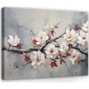 Obraz OBRAZ DO LOŽNICE KVĚTY TŘEŠNĚ ŠEDÝ MODERNÍ NA PLÁTNĚ NA ZEĎ 40x30