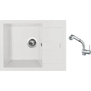 Granitový dřez Set Sinks AMANDA 650 Milk + baterie Sinks MIX 3 S Chrom