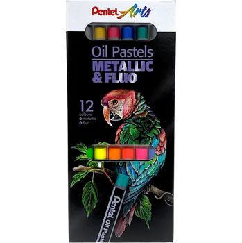 Pastelka Olejové pastelky Pentel Metallic & Fluo 12 barev