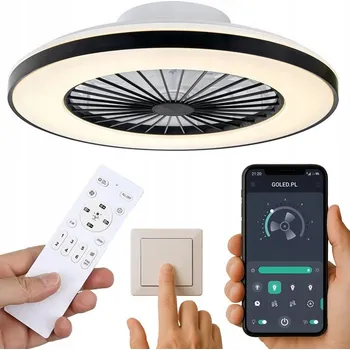 LED lampa 55W 3000K-5500K s ventilátorem 60 cm, včetně dálkový ovladač, do ložnice