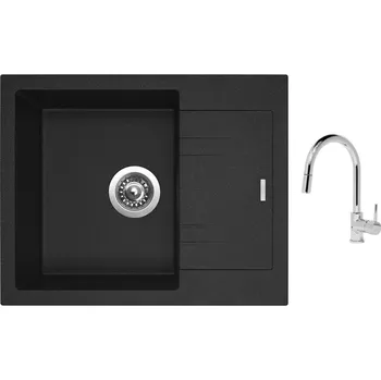 Granitový dřez Set Sinks LINEA 600 N Granblack + baterie Sinks MIX 35 P chrom