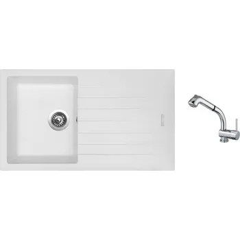 Granitový dřez Set Sinks PERFECTO 860 Milk + baterie Sinks MIX 3 S Chrom