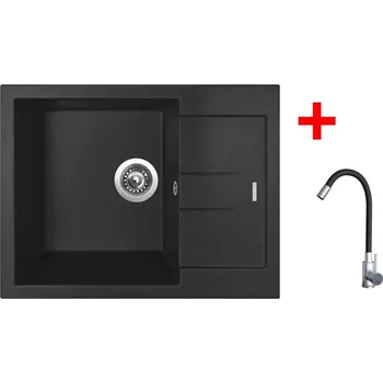 Granitový dřez Sinks AMANDA 650 Metalblack + Elasta nerez/černá