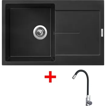 Granitový dřez Sinks ULTIMA 790 Pureblack + Elasta nerez/černá