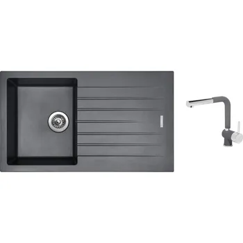 Granitový dřez Set Sinks PERFECTO 860 Titanium + baterie Sinks MIX 3 P Titanium