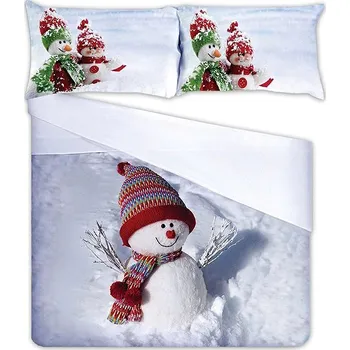 Povlečení Gipetex 3D Bavlněné povlečení Sněhulák 220 × 200 / 70 × 90 cm (2 ks)