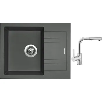 Kuchyňský dřez Set Sinks LINEA 600 N Titanium + baterie Sinks ENIGMA S chrom