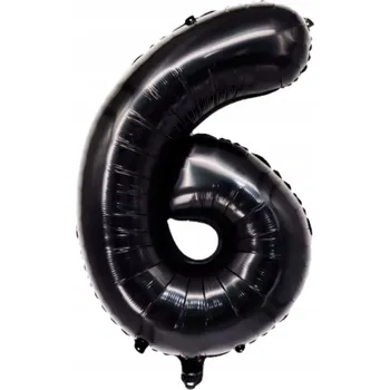 Balónek FÓLIOVÝ BALÓNEK ČÍSLICE 6 ČERNÝ ČERNÁ ČÍSLICE K NAROZENINÁM VELKÝ NA HELIUM 81 CM