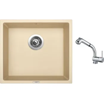 Granitový dřez Set Sinks FRAME 457 Sahara + baterie Sinks MIX 3 S Chrom