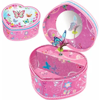 Šperkovnice s motýlkem ve tvaru srdce - růžová