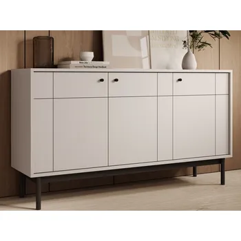 Komoda Skříňka 3-dveřová Japandi, 154 cm, béžová kašmír