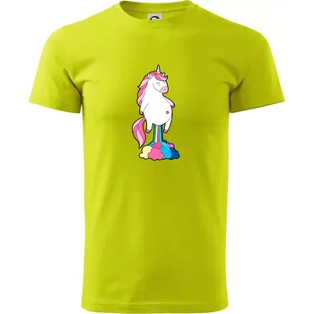Jednorožec prdí - Klasické pánské triko vyšší gramáže - 2XL ( Limetková )