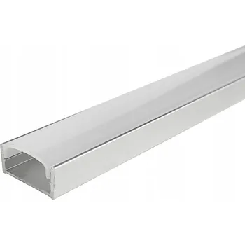 LED osvětlení HLINÍKOVÝ PROFIL povrchový stříbrný + KRYT mléčný záslepky 1m pro LED
