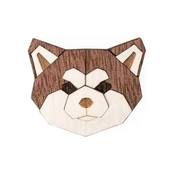 Brož Dřevěná brož ve tvaru psa Akita Inu Brooch s praktickým zapínáním a možností výměny či vrácení do 30 dnů zdarma - BR35