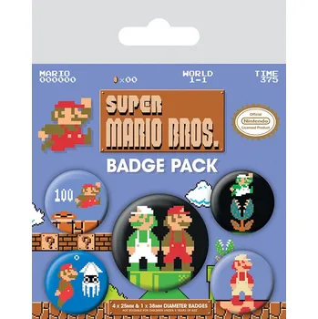 plyšák Sada odznaků Super Mario Bross