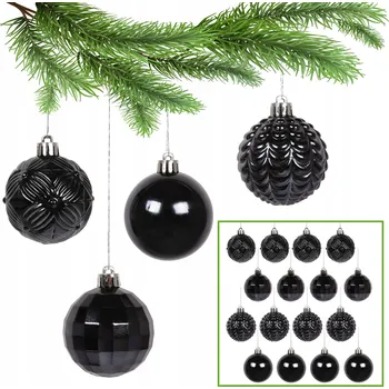 Vánoční dekorace Antracitové vánoční vánoční baňky, sada vánočních koulí, vánoční ozdoby 16 ks, 1 balení