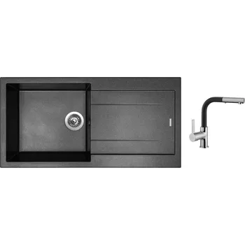 Granitový dřez Set Sinks AMANDA 990 Metalblack + baterie Sinks ENIGMA S Metalblack