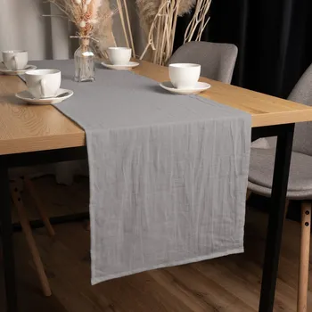 ubrus Lněný běhoun na stůl LEN-019 Světle šedý 35x120 cm