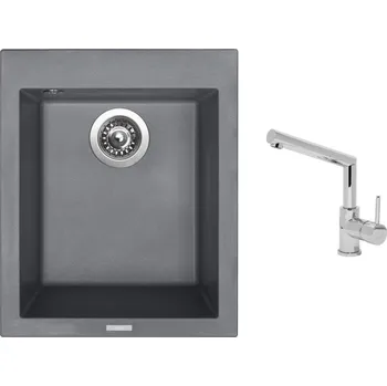 Granitový dřez Set Sinks CUBE 410 Titanium + baterie Sinks MIX 350 P chrom