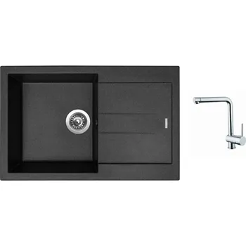 Granitový dřez Set Sinks AMANDA 780 Granblack + baterie Sinks MIX 3 chrom